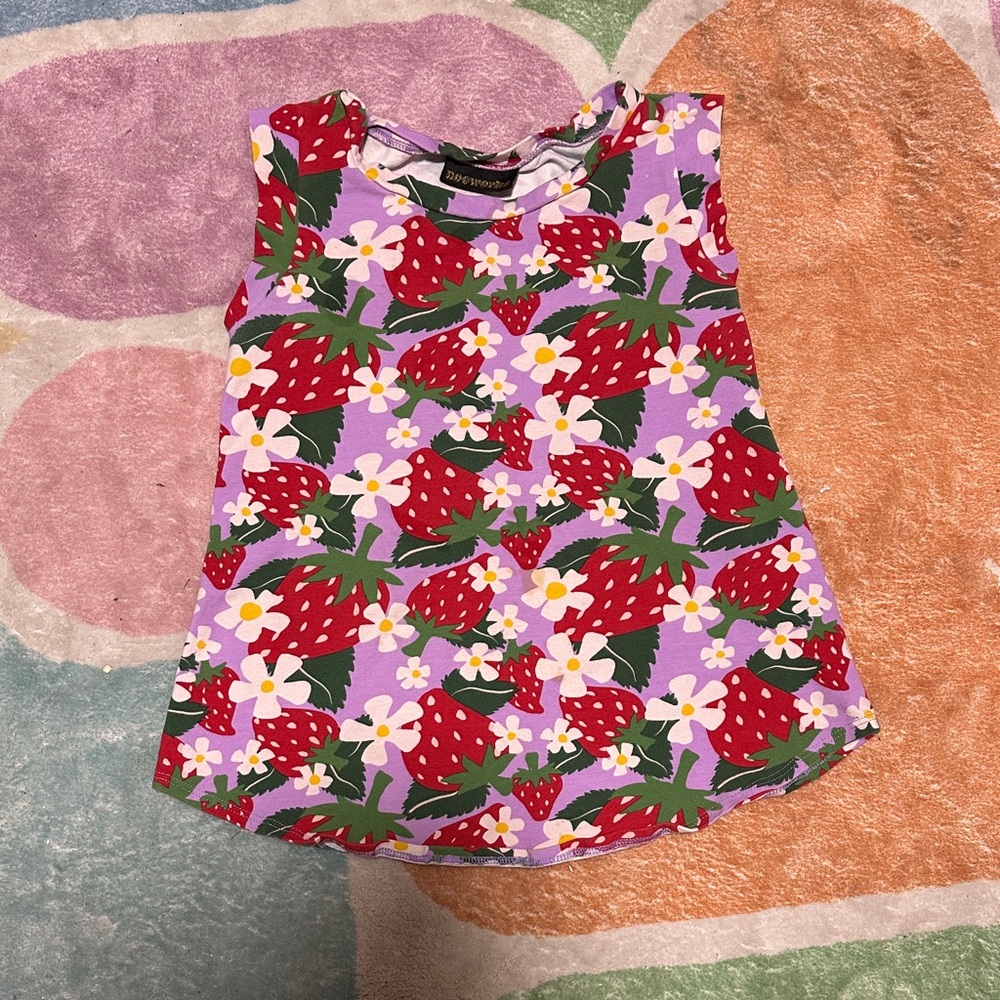 Nooworks Purple Strawberry Floral Sleeveless Top